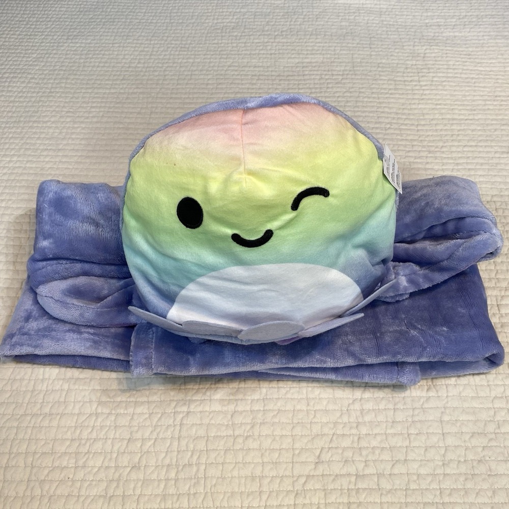 Squishmallow Kids Hooded Octopus Throw Blanket Purple Plush Soft Comfy 30" x50"
